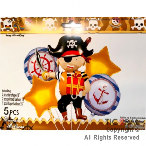 SET DE GLOBOS METALIZADO PIRATA 5 UNIDADES 